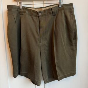 Tommy Bahama Silk Shorts Men's 36 Olive Green Pleated Front Casual Old Money